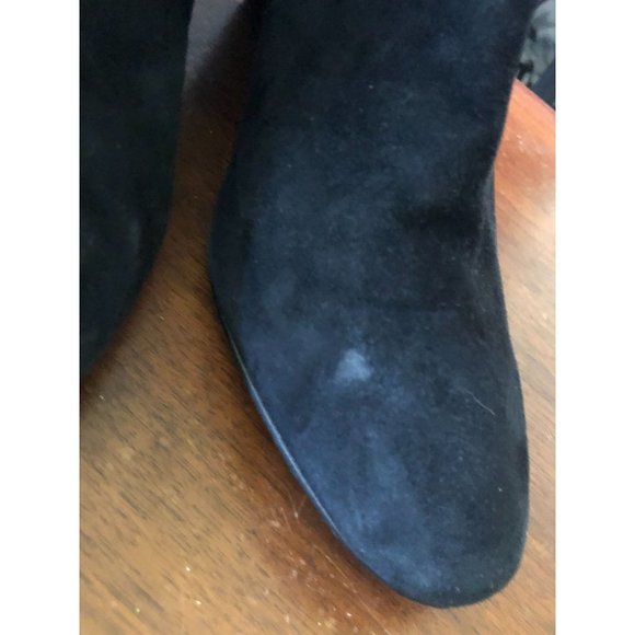 Ann Taylor Black Suede Leather Wedge Platform Ankl - Picture 8 of 9